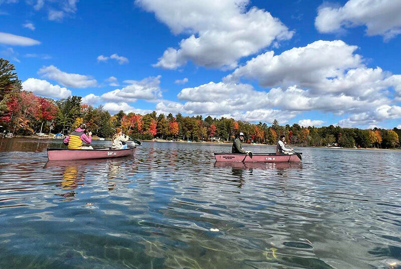 canoeing on Heart Lake