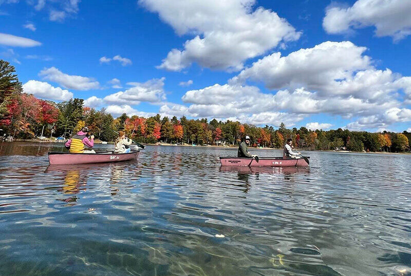 canoeing on Heart Lake