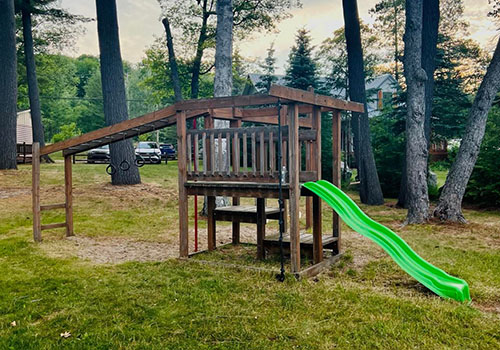 playground, slide and swings