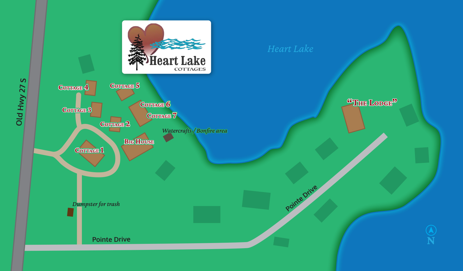 Heart Lake Cottages map